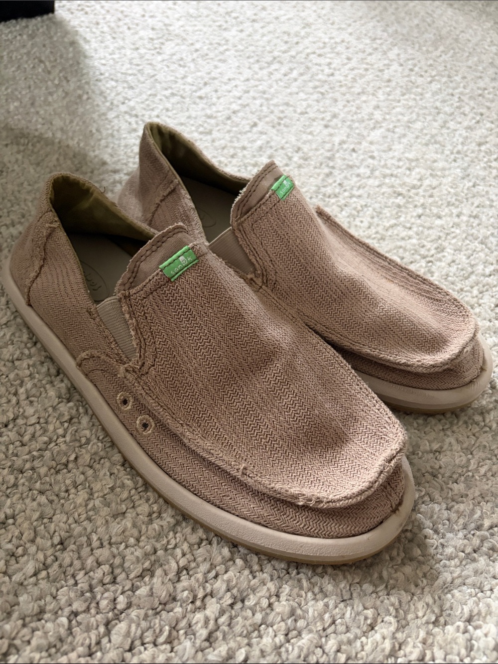Sanuk Men's Slip-On Canvas Shoes Taupe size 9